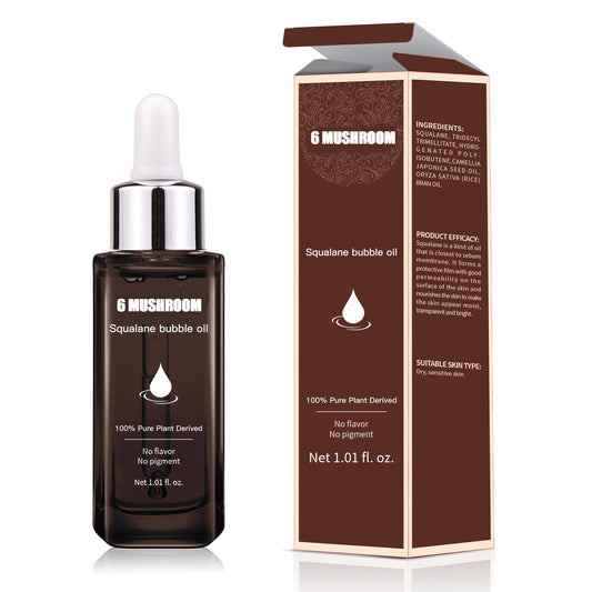 【6 Mushroom】Squalane Plant Extract Essence,It deeply locks in moisture, nourishes and moisturizes the skin, soothes and repairs sensitive facial skin.