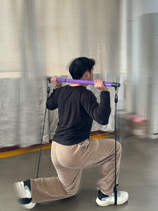 【UDynamic】Portable Pilates Barbell Set with Resistance Belt, Suitable for Men and Women - Multi functional Home Gym - Supports Full Body Exercise