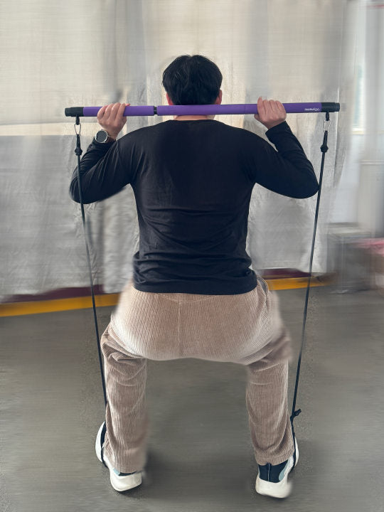 【UDynamic】Portable Pilates Barbell Set with Resistance Belt, Suitable for Men and Women - Multi functional Home Gym - Supports Full Body Exercise