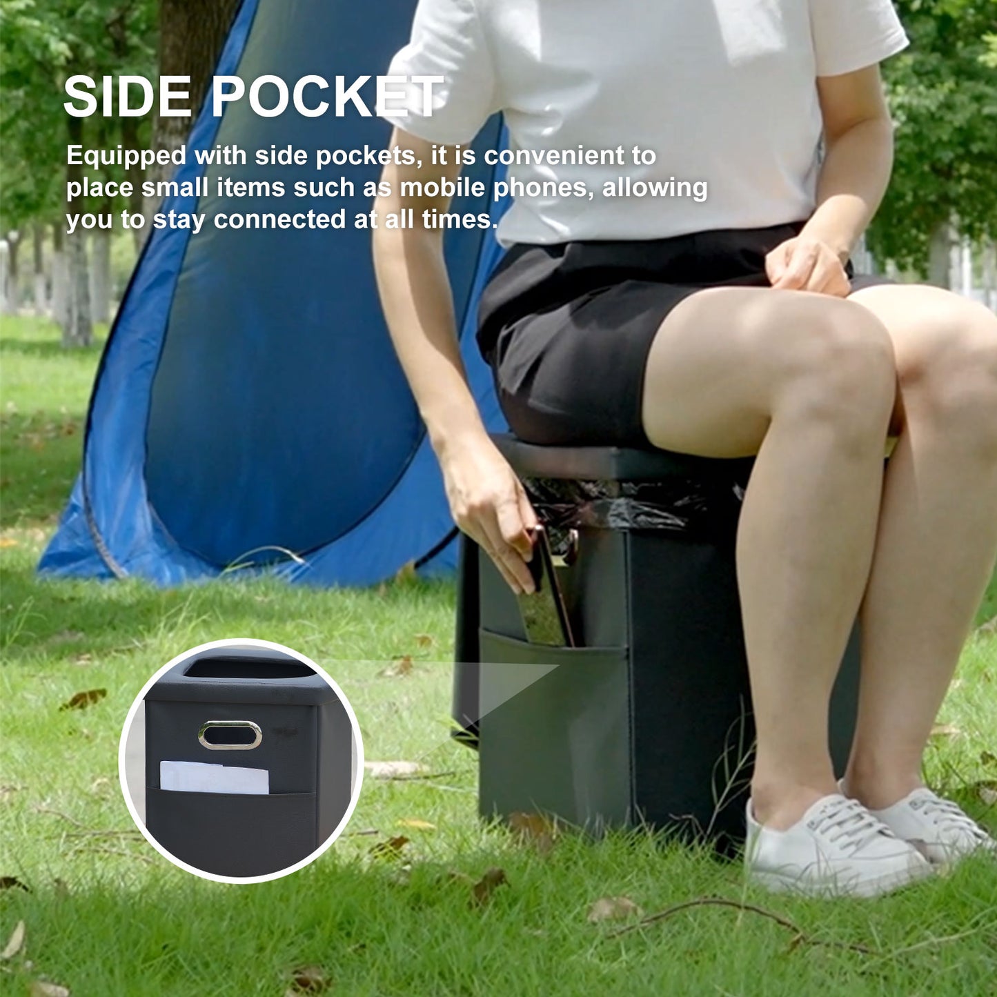 Annkaty Upgrade XL Portable Toilet for Adults, Extra Large Portable Travel Floding Toilet, Camping Tall Toilets with Lid for Adults and Kids Compact Potty for Car,Hiking,Beach and Camping