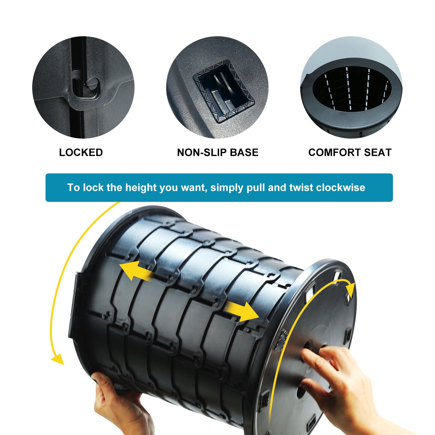 Upgrade XL Retractable Portable Toilet for Adults, Extra Large Portable Travel Floding Toilet, Camping Tall Toilets with Lid for Adults and Kids Compact Potty for Car,Hiking,Beach