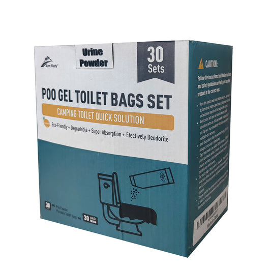 Urine Powder Portable Toilet Bags Set 30 Packs,Portable & Fast-Absorbing Camp Toilet Chemicals with 5 Gallon Bucket Toilet Luggable Drawstring Bag, Emergency Bag&Potty Absorbing Gel
