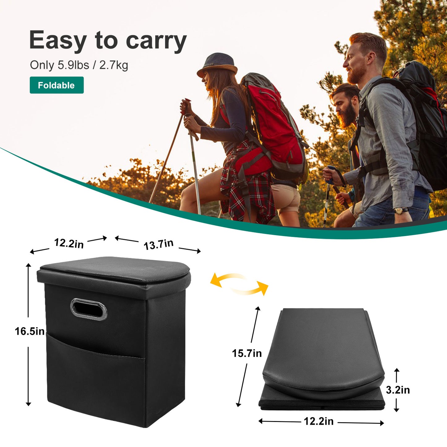 Annkaty Upgrade XL Portable Toilet for Adults, Extra Large Portable Travel Floding Toilet, Camping Tall Toilets with Lid for Adults and Kids Compact Potty for Car,Hiking,Beach and Camping