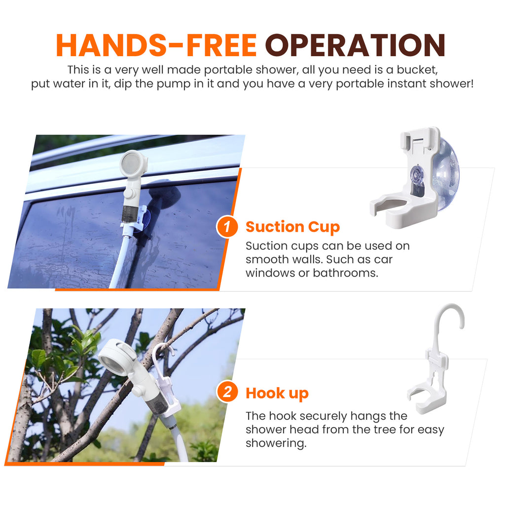 Portable Camping Shower Outdoor Camp Shower Pump,Upgrade Rechargeable Electric Shower Pump with Intelligent Digital Display Multiple Spray Modes for Camping, Hiking, Traveling,RV