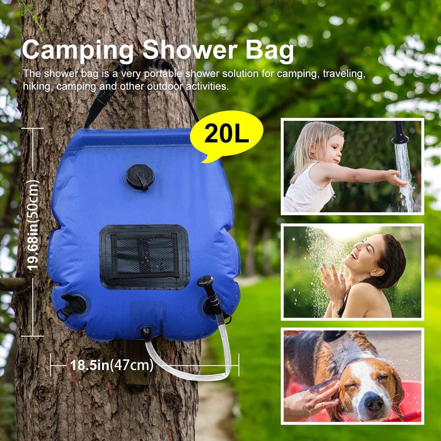 Annkaty Pop Up Privacy Tent Camping Shower Tent Kit 2 Pcs, 5 Gallon Outdoor Solar Portable Shower Bag Waterproof .Instant Tent Sun Beach Easy Set Up&Foldable for Hiking,Fishing,Beach,Washing