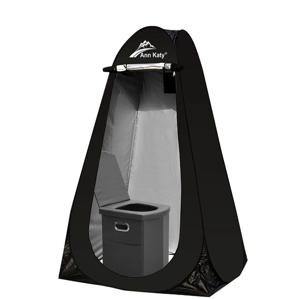 Annkaty Portable Toilet with Pop Up Privacy Tent,XL Large Portable Toilet for Adults, Outdoor Camping Shower Tents Changing Room Emergency Folding Toilet Tent Kit with Carry Bag for Camping/Hinking