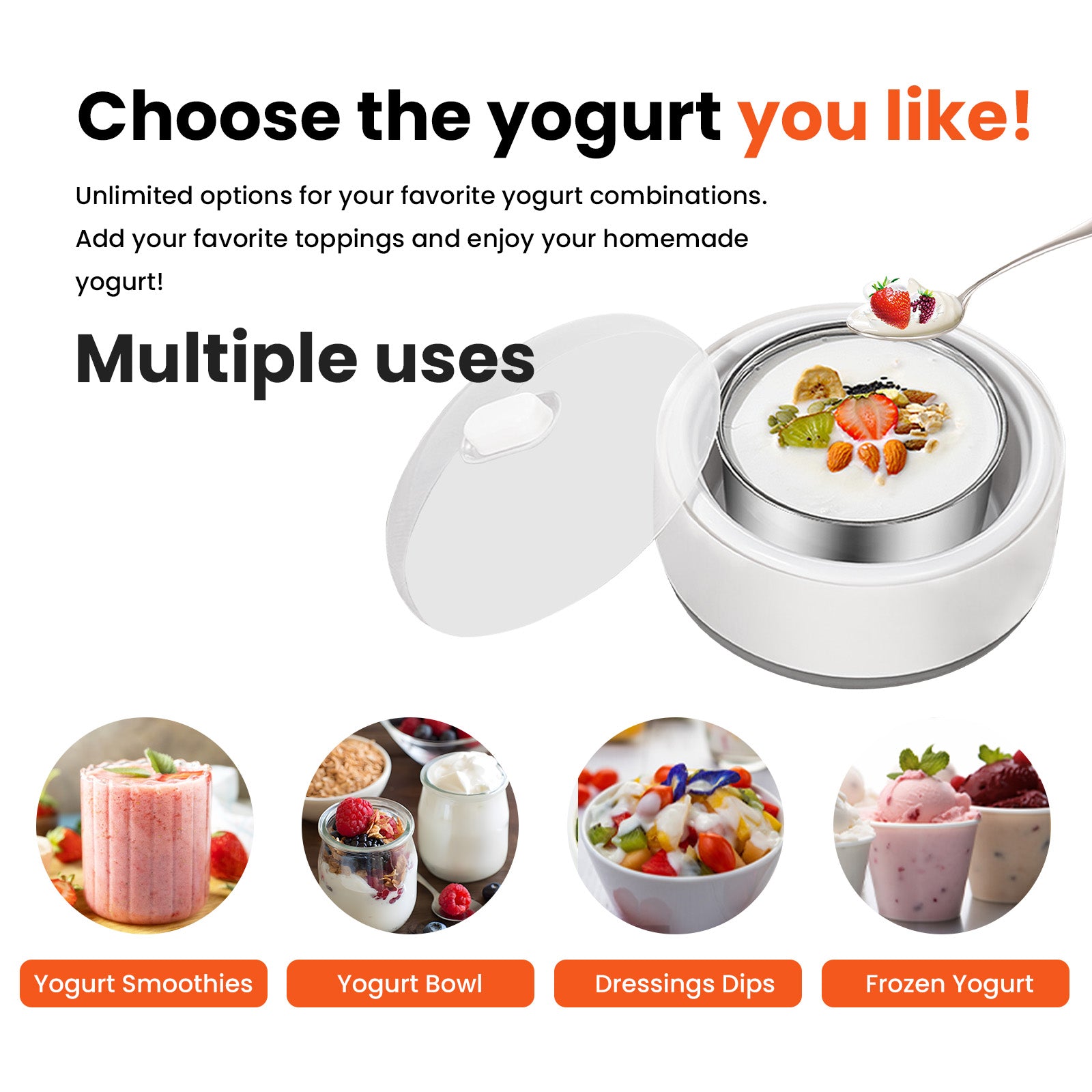 Yogurt Maker with Adjustable Time and Temperature Control,Automatic Digital Yoghurt Maker Machine  Inner Pot for Home Organic Yogurt,Natto and Rice Wine