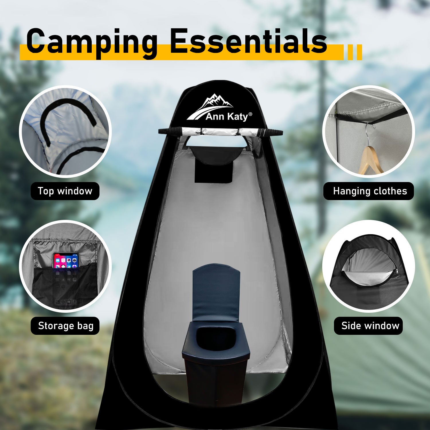digi tents toilet Annkaty Portable Toilet with Pop Up Privacy Tent,XL Large Portable Toi