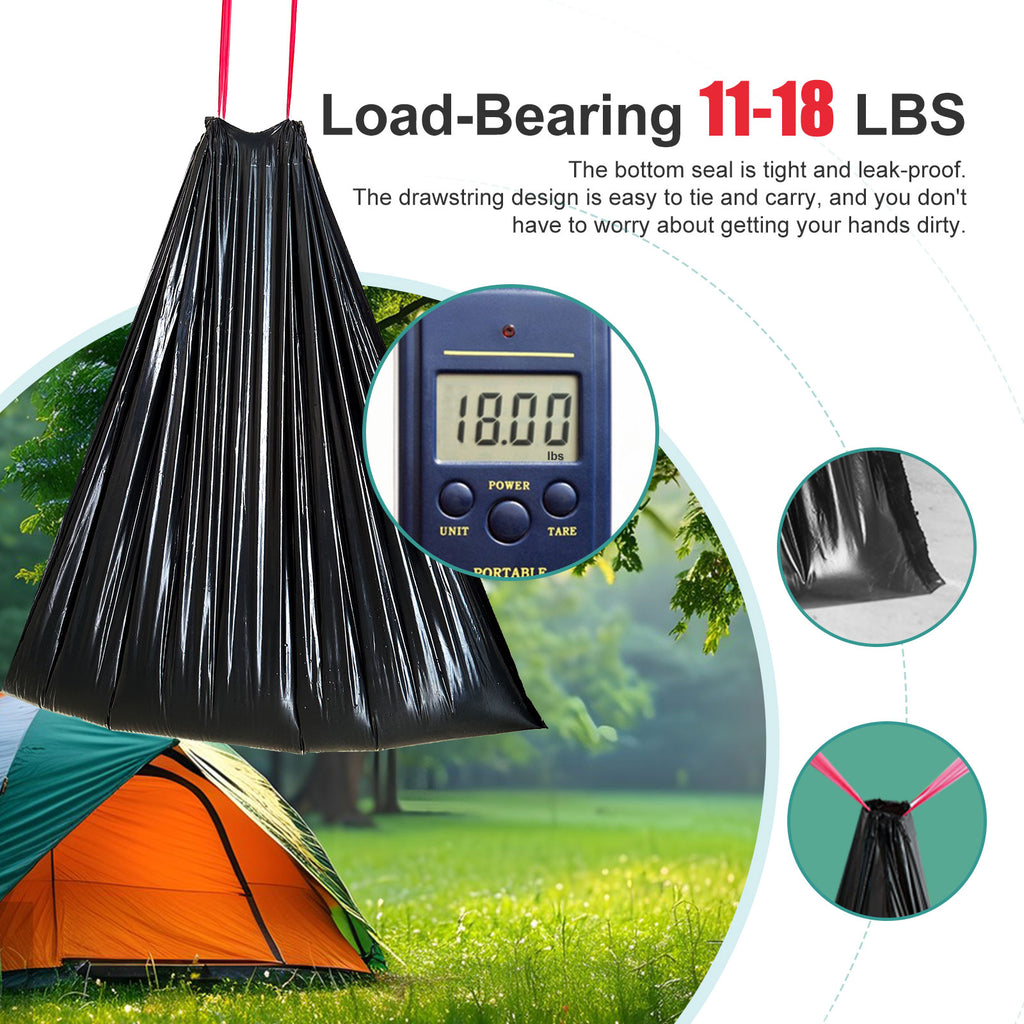 Portable Toilet Bags，Drawstring Camping Toilet Bags Toilet Trash Bags Leak-Proof, Waste Bags for Camping, Hiking, Traveling,Emergency, Outdoor Activities