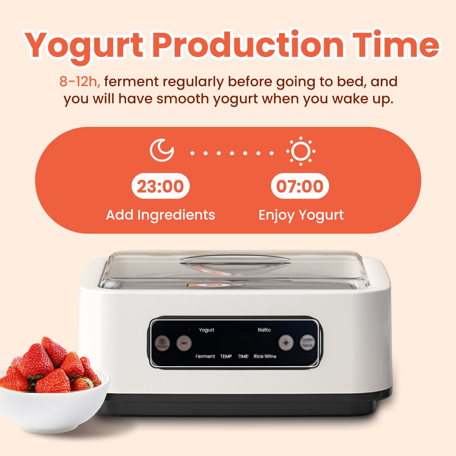 Yogurt Maker with Adjustable Time and Temperature Control,Automatic Digital Yoghurt Maker Machine  Inner Pot for Home Organic Yogurt,Natto and Rice Wine