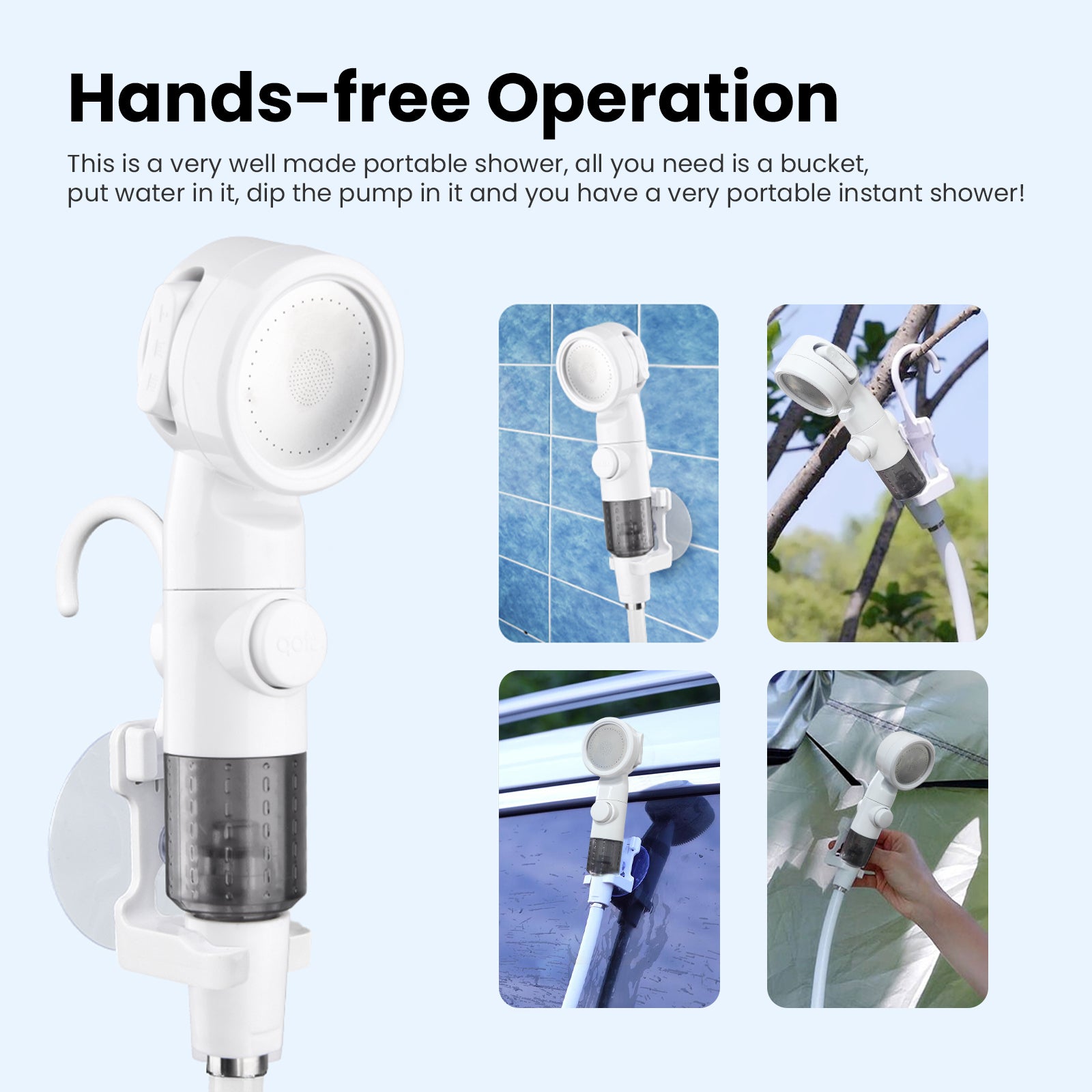 Portable Camping Shower Outdoor Camp Shower Pump,Upgrade Rechargeable Electric Shower Pump with Intelligent Digital Display Multiple Spray Modes for Camping, Hiking, Traveling,RV