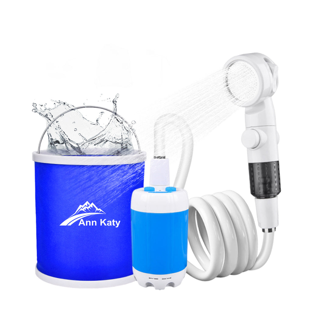Portable Camping Shower Outdoor Camp Shower Pump,Upgrade Rechargeable Electric Shower Pump with Intelligent Digital Display Multiple Spray Modes for Camping, Hiking, Traveling,RV
