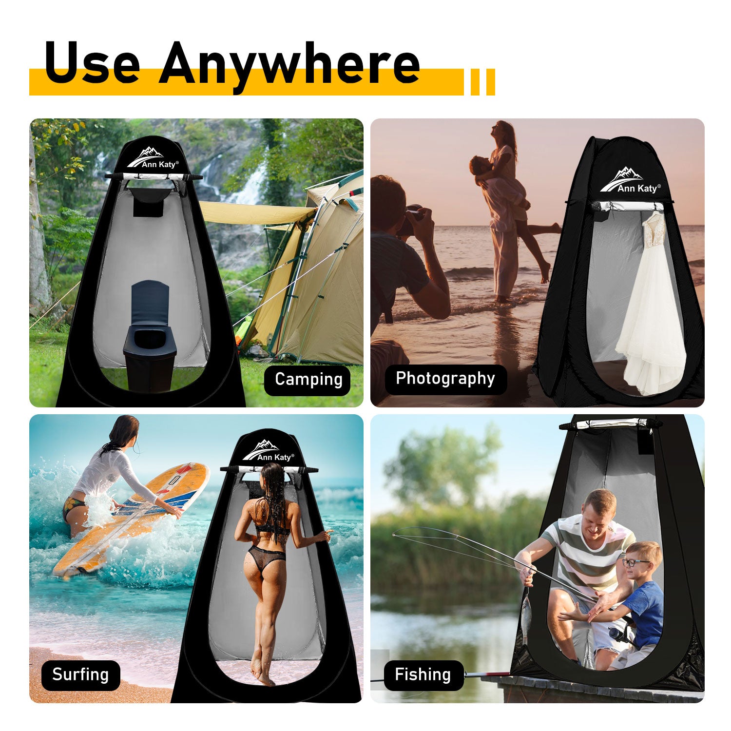 camping toilets for tents Annkaty Portable Toilet with Pop Up Privacy Tent,XL Large Portable Toi