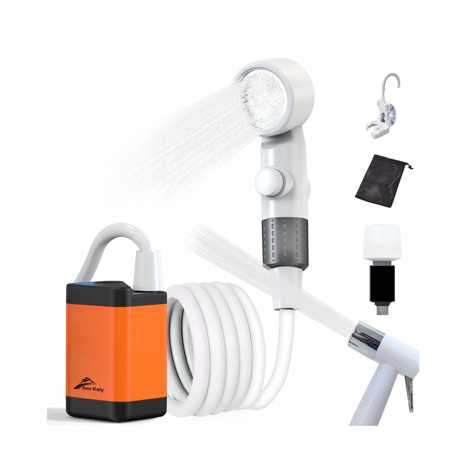 Portable Camping Shower Outdoor Camp Shower Pump,Upgrade Rechargeable Electric Shower Pump with Intelligent Digital Display Multiple Spray Modes for Camping, Hiking, Traveling,RV