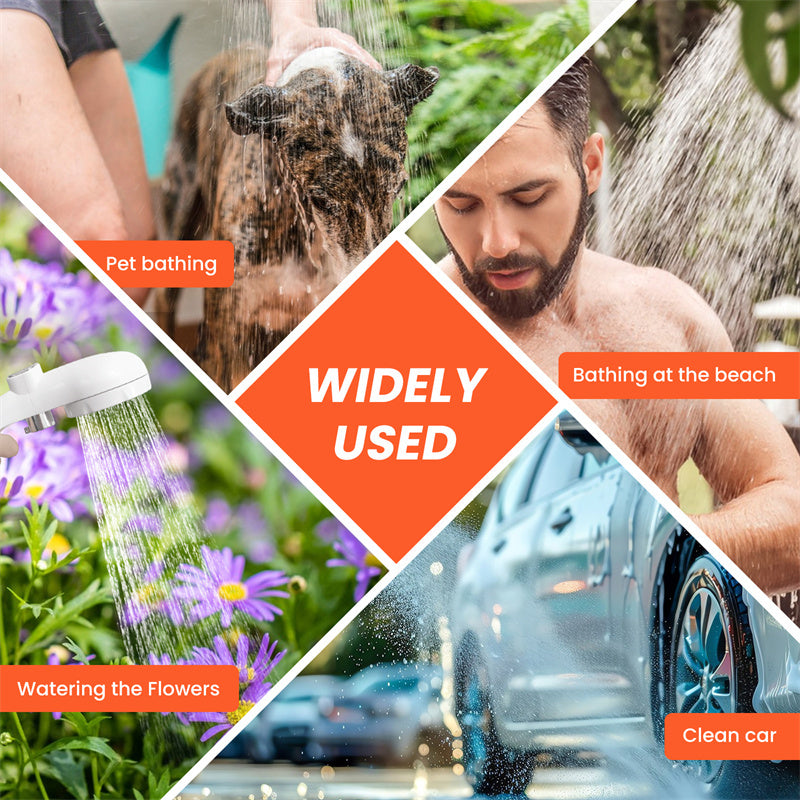 Portable Camping Shower Outdoor Camp Shower Pump,Upgrade Rechargeable Electric Shower Pump with Intelligent Digital Display Multiple Spray Modes for Camping, Hiking, Traveling,RV