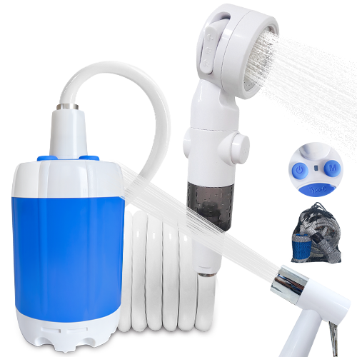 Portable Camping Shower Outdoor Camp Shower Pump,Upgrade Rechargeable Electric Shower Pump with Intelligent Digital Display Multiple Spray Modes for Camping, Hiking, Traveling,RV