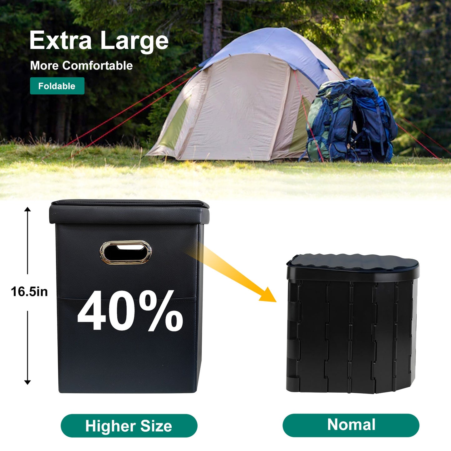 Annkaty Upgrade XL Portable Toilet for Adults, Extra Large Portable Travel Floding Toilet, Camping Tall Toilets with Lid for Adults and Kids Compact Potty for Car,Hiking,Beach and Camping