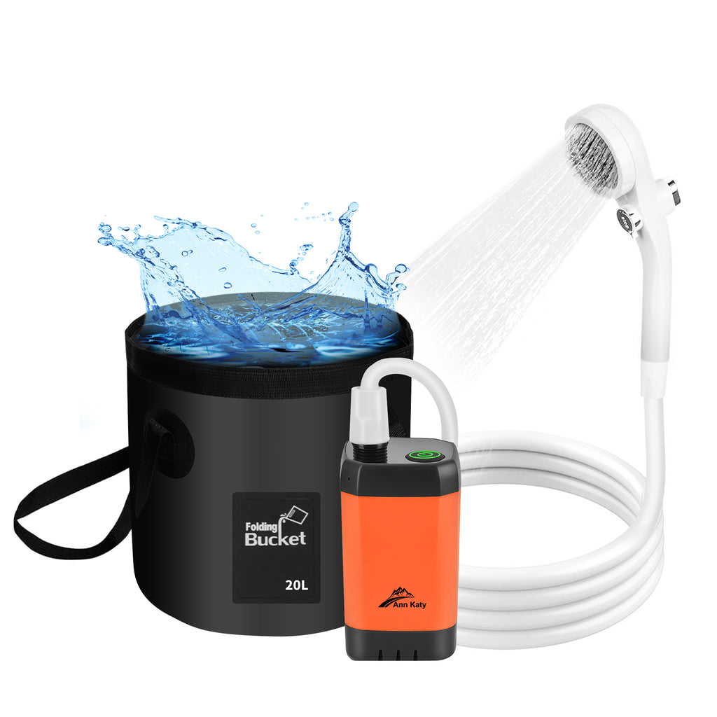 Portable Camping Shower Outdoor Camp Shower Pump,Upgrade Rechargeable Electric Shower Pump with Intelligent Digital Display Multiple Spray Modes for Camping, Hiking, Traveling,RV