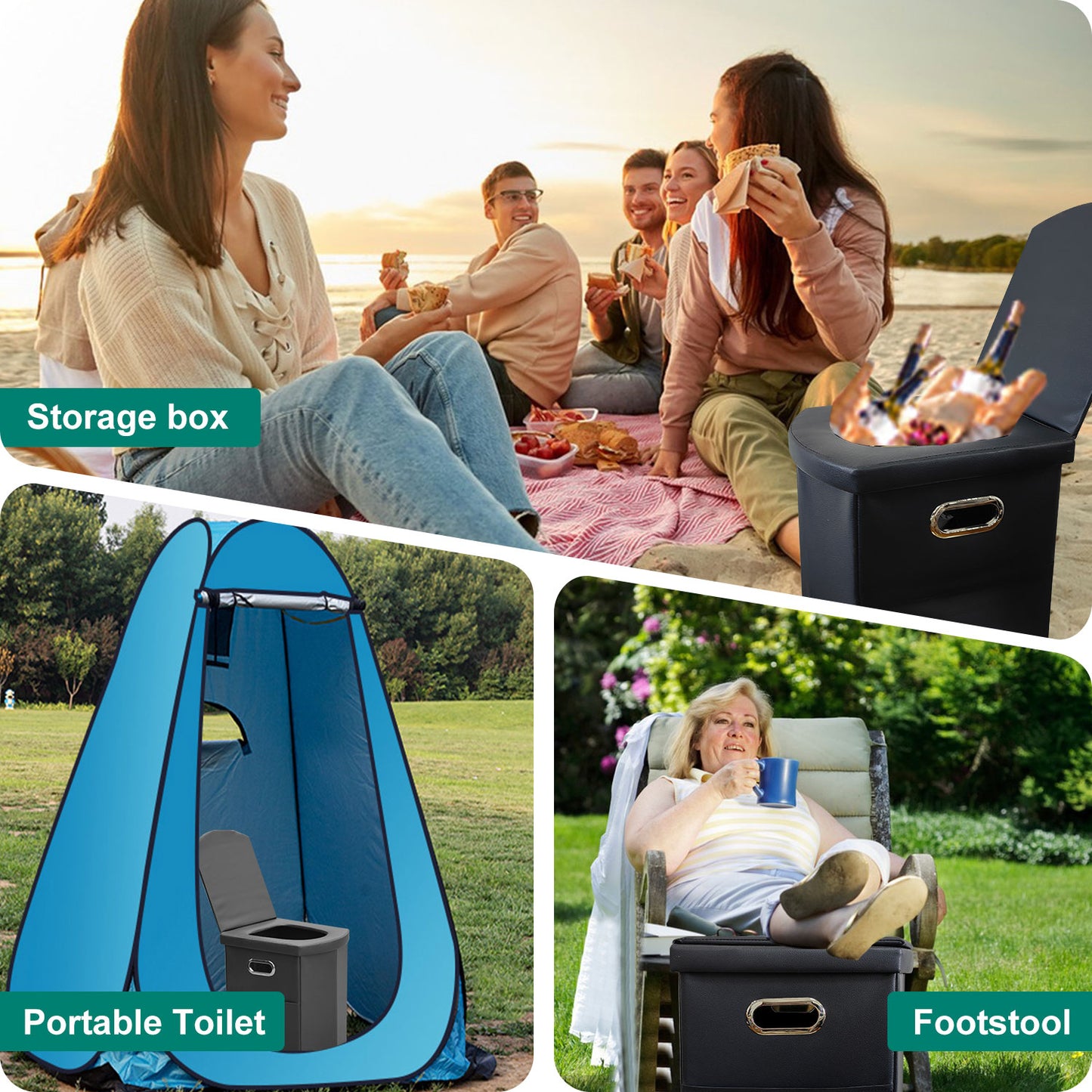 Annkaty Upgrade XL Portable Toilet for Adults, Extra Large Portable Travel Floding Toilet, Camping Tall Toilets with Lid for Adults and Kids Compact Potty for Car,Hiking,Beach and Camping